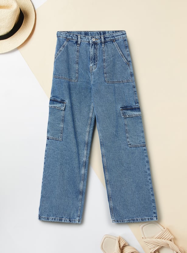 Girls Mid-Rise Cargo Jeans
