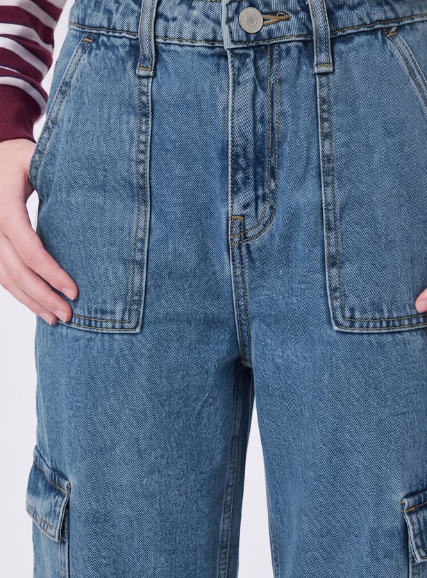 Girls Mid-Rise Cargo Jeans