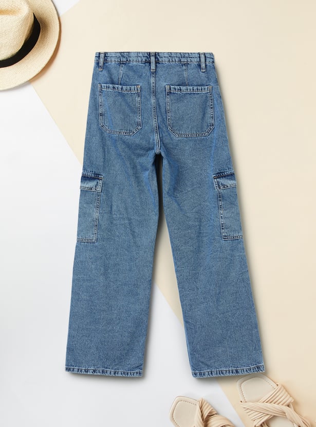 Girls Mid-Rise Cargo Jeans
