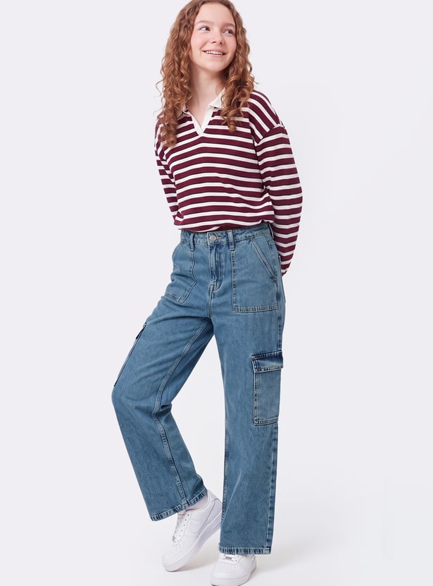Girls Mid-Rise Cargo Jeans