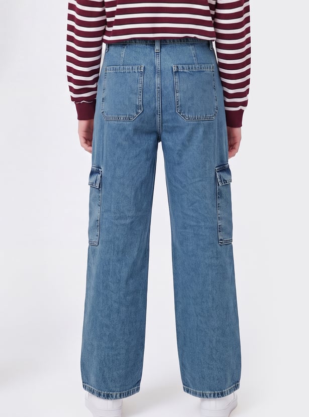 Girls Mid-Rise Cargo Jeans