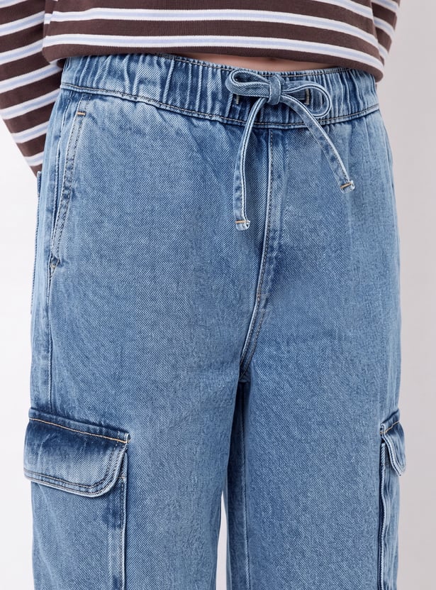 Girls Wide-Leg Cargo Jeans