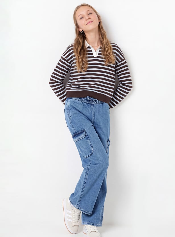 Girls Wide-Leg Cargo Jeans