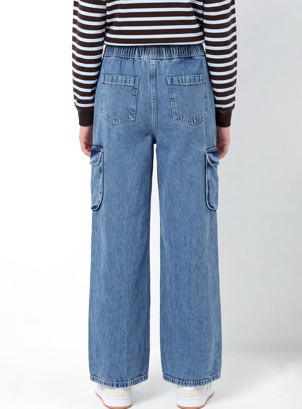 Girls Wide-Leg Cargo Jeans