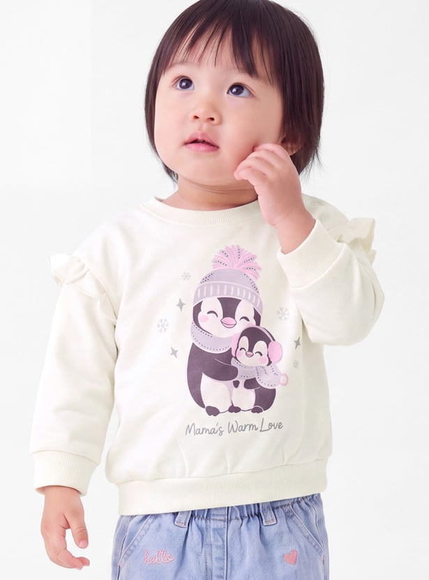 Girls Penguin Printed Sweatshirt