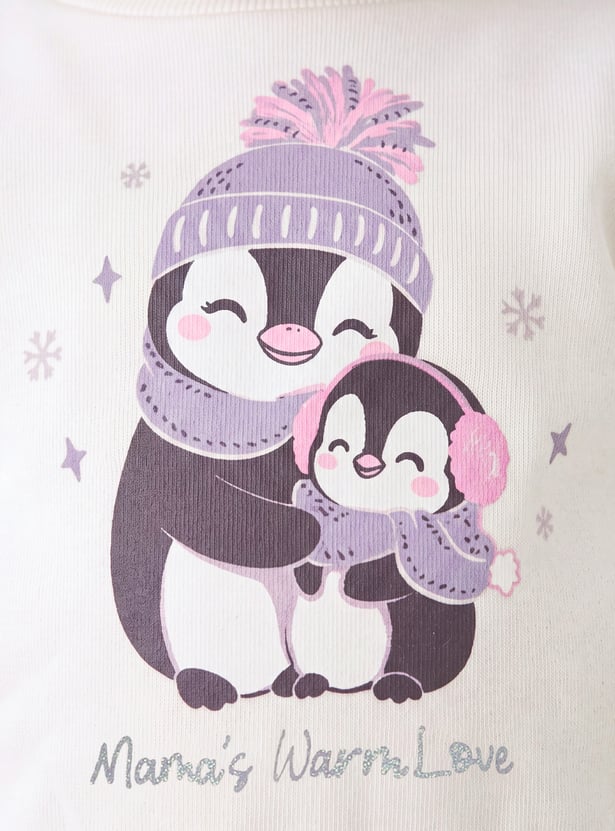 Girls Penguin Printed Sweatshirt