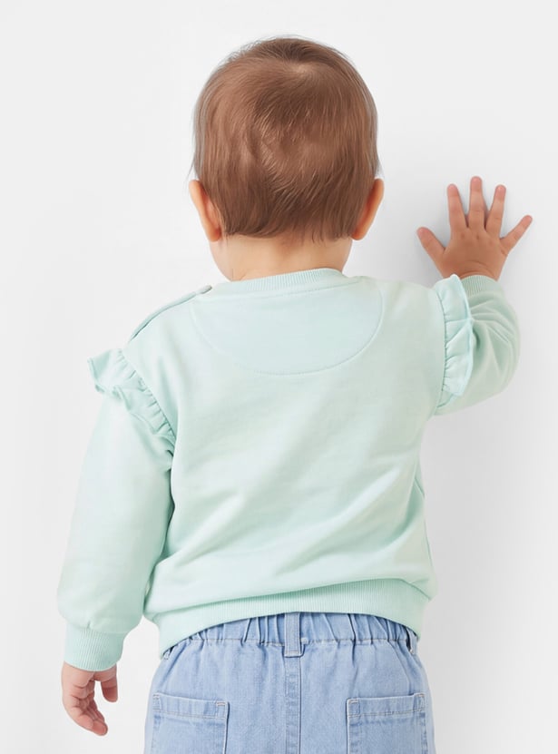Girls Printed Ruffled Sweatshirt
