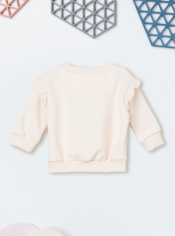 Girls Printed Ruffled Sweatshirt