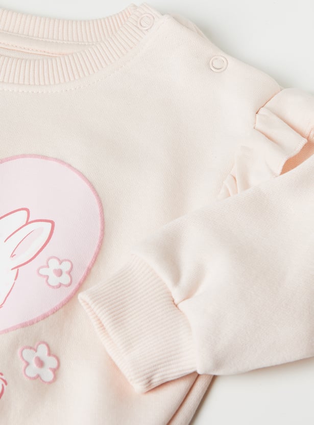 Girls Printed Ruffled Sweatshirt
