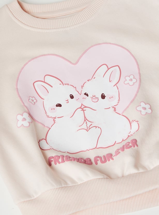 Girls Printed Ruffled Sweatshirt