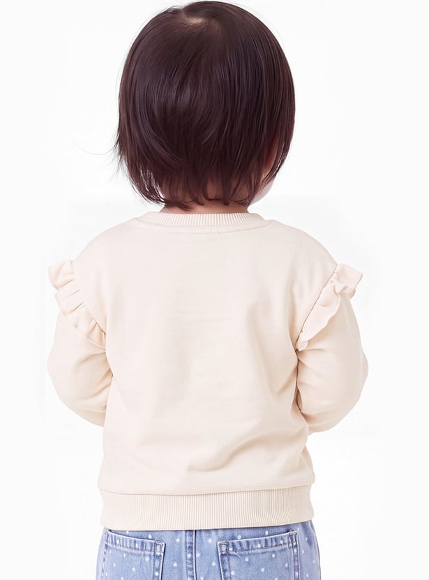 Girls Printed Ruffled Sweatshirt