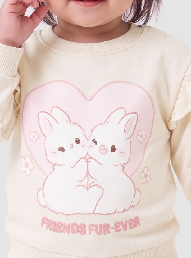 Girls Printed Ruffled Sweatshirt