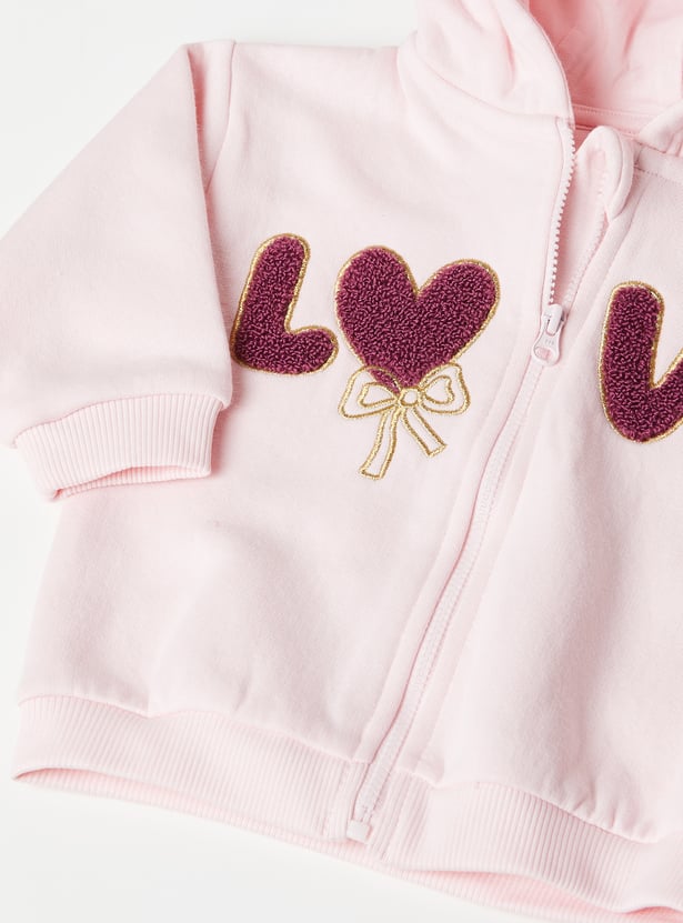 Girls Embroidered Zipper Hoodie