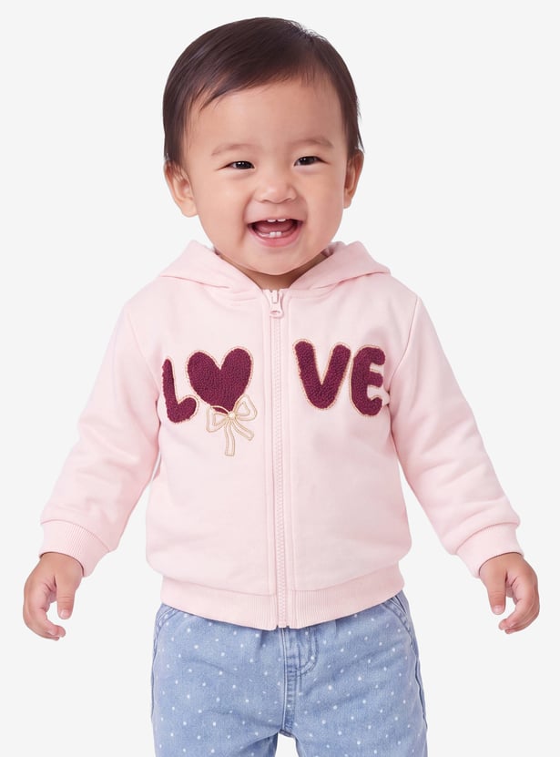 Girls Embroidered Zipper Hoodie