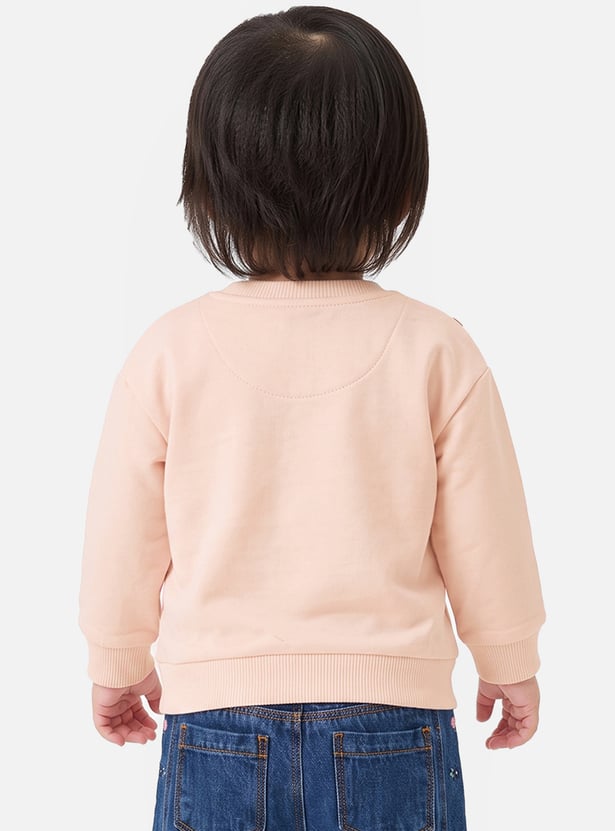 Girls Cat Embroidered Pullover Sweatshirt