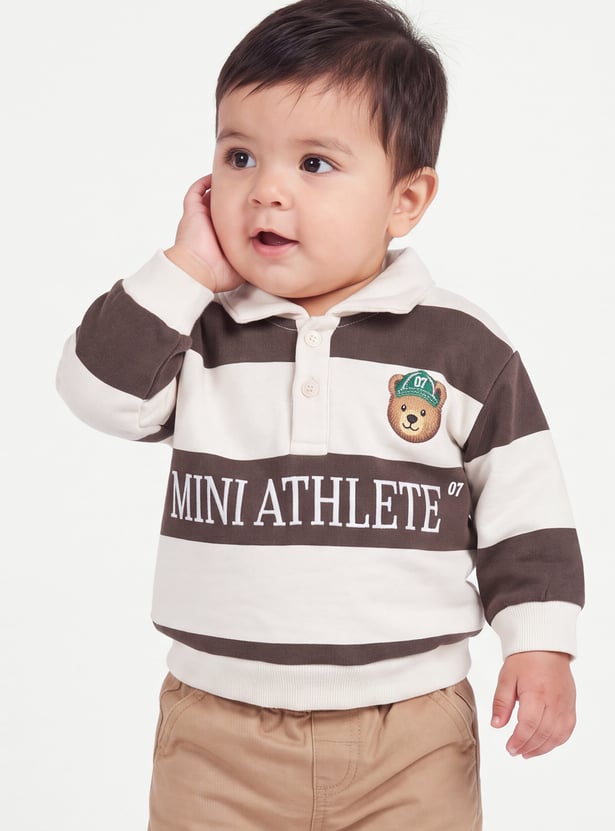Boys Striped Collared Sweatshirt