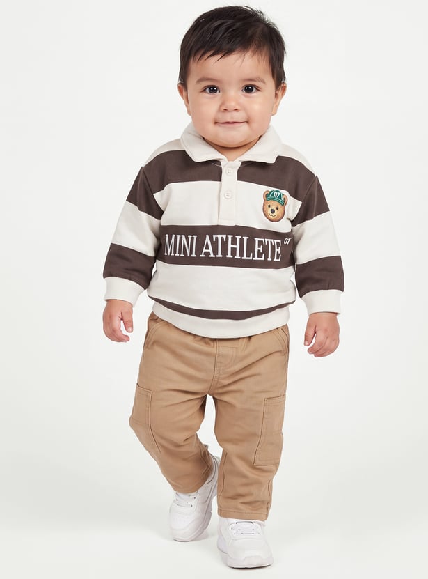 Boys Striped Collared Sweatshirt