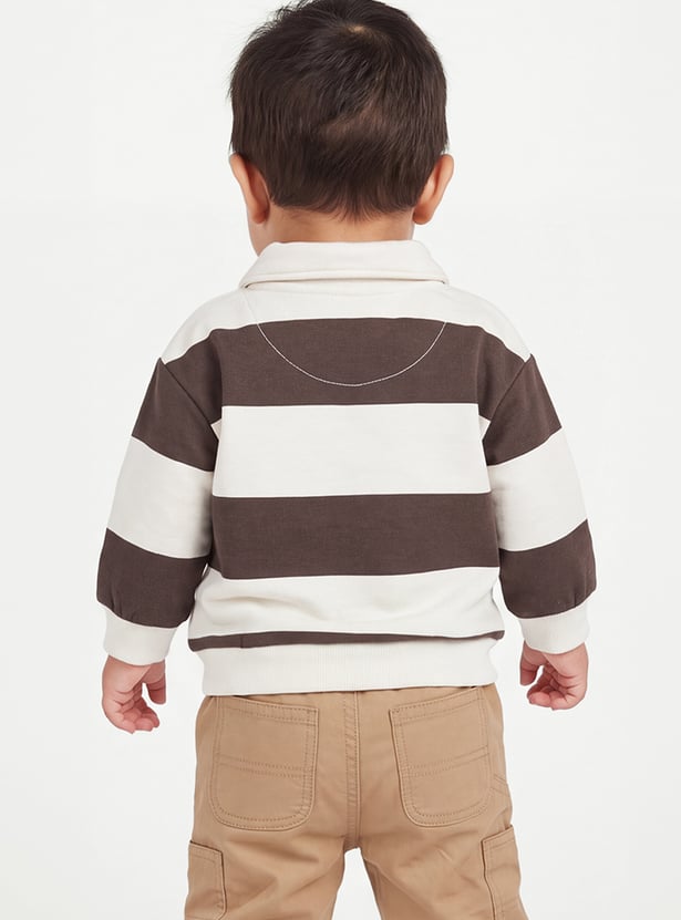 Boys Striped Collared Sweatshirt