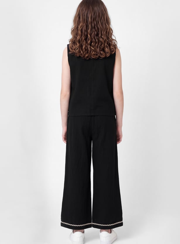 Girls Embroidered Trousers Set