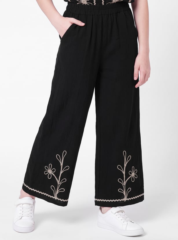Girls Embroidered Trousers Set