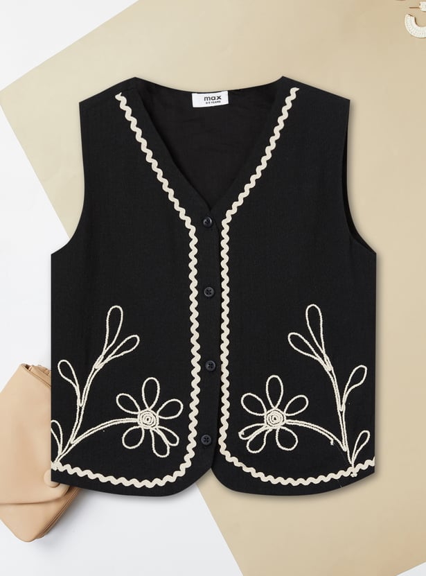 Girls Embroidered Trousers Set