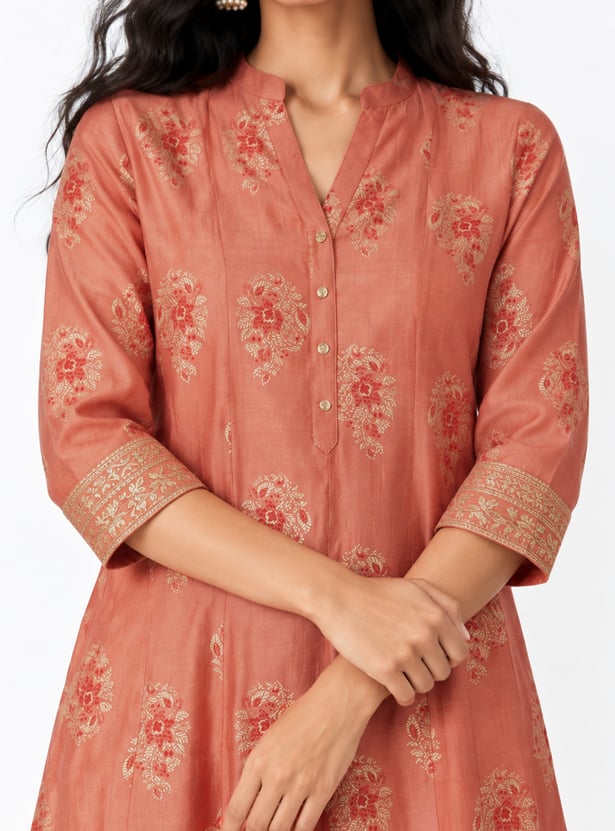 Women Printed Kalidar Kurta Set with Straight Pants