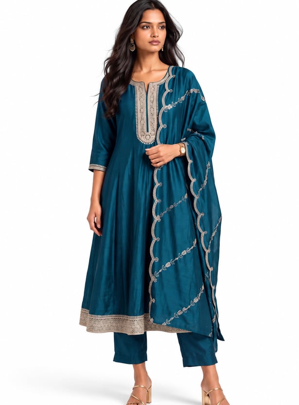 Women Embroidered A-Line Kurta Set
