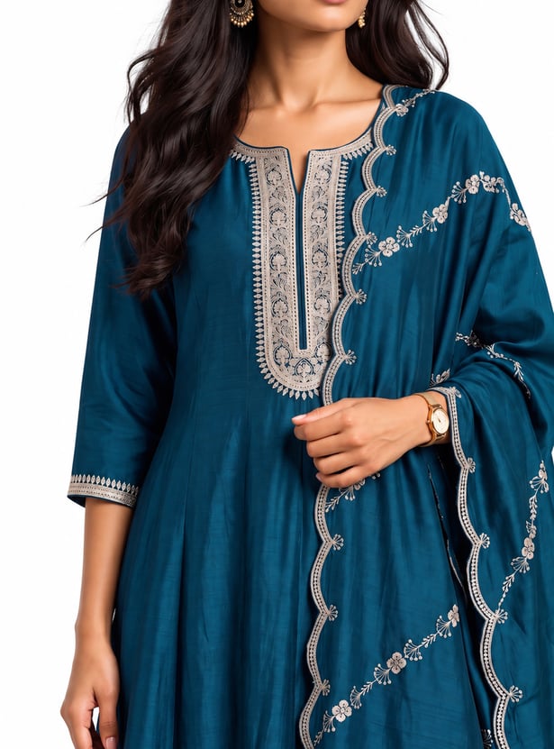 Women Embroidered A-Line Kurta Set