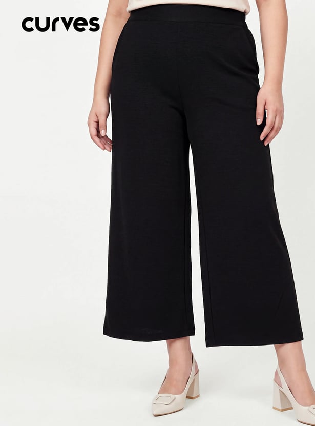 Women Wide-Leg Pull-on Trousers