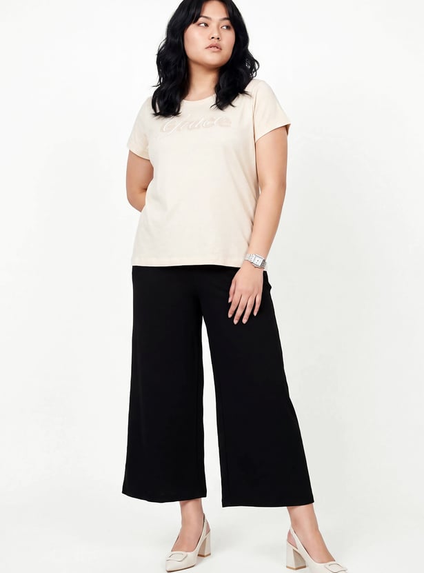 Women Wide-Leg Pull-on Trousers