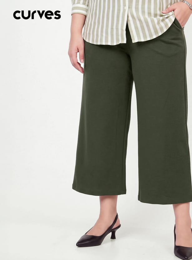 Women Wide-Leg Pull-on Trousers