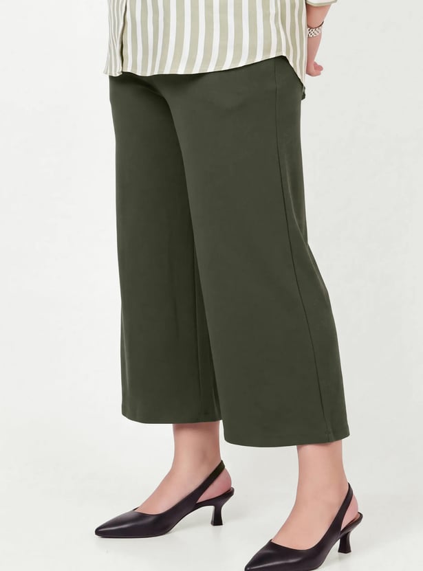 Women Wide-Leg Pull-on Trousers