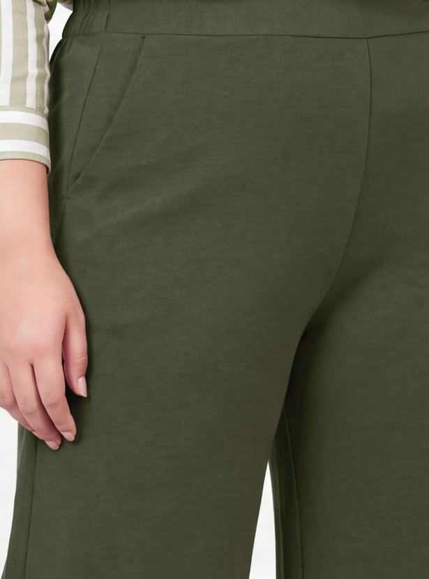 Women Wide-Leg Pull-on Trousers
