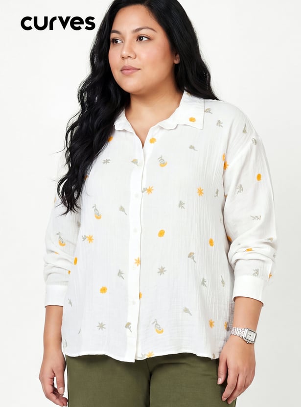 Women Floral Embroidered Shirt