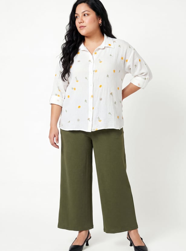Women Floral Embroidered Shirt