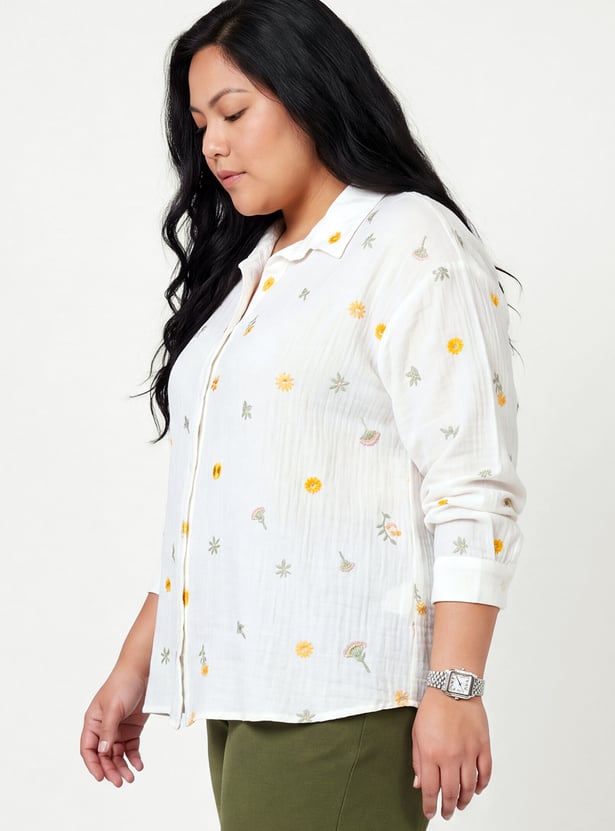Women Floral Embroidered Shirt