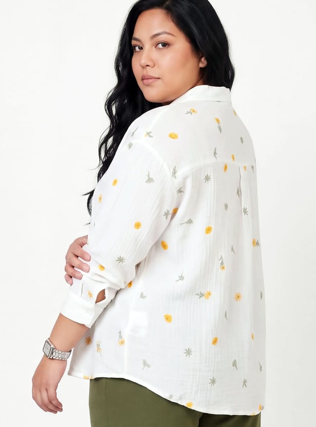 Women Floral Embroidered Shirt