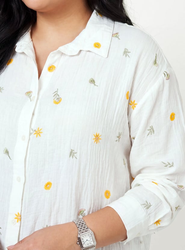 Women Floral Embroidered Shirt