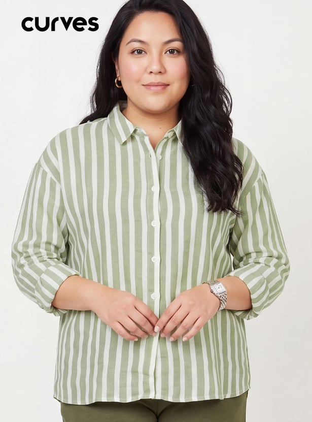 Women Striped Drop-Shoulder Shirt