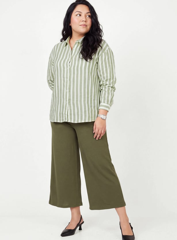 Women Striped Drop-Shoulder Shirt