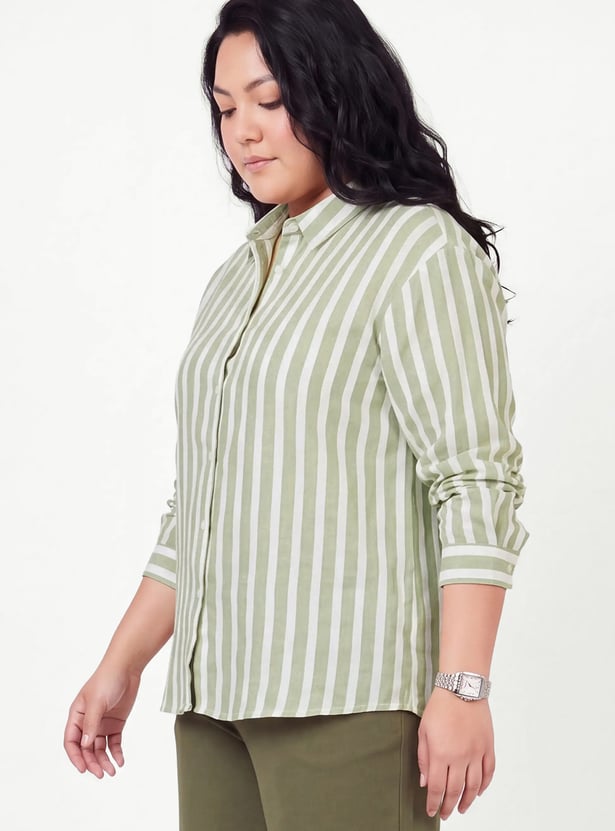 Women Striped Drop-Shoulder Shirt