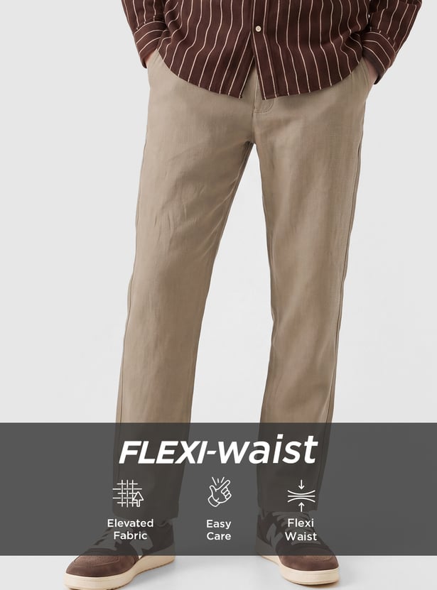 Men Solid Regular Fit Trousers