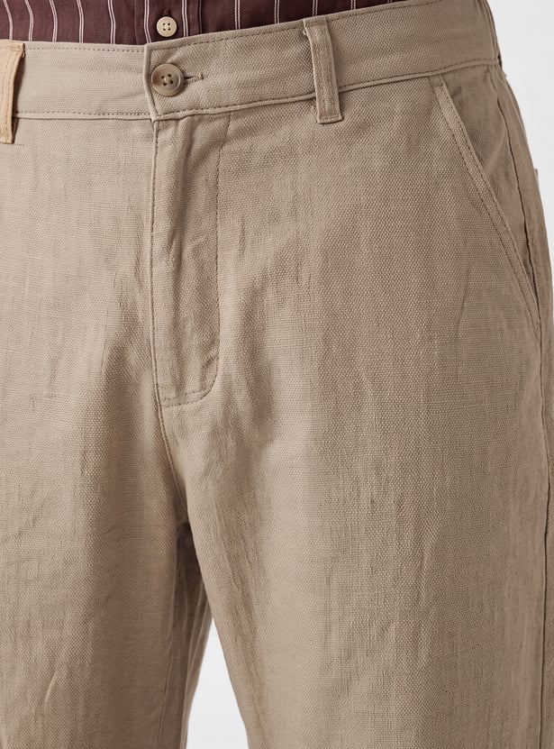 Men Solid Regular Fit Trousers