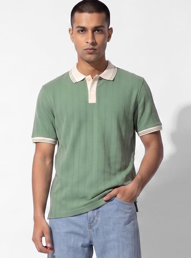 Men Striped Polo T-shirt