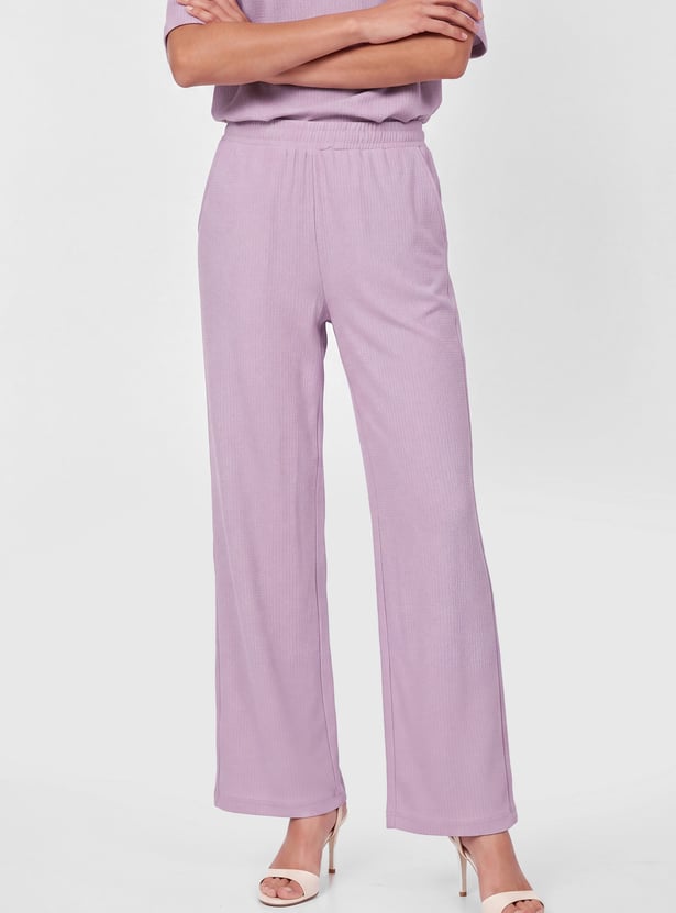 Women Textured Pull-on Pants