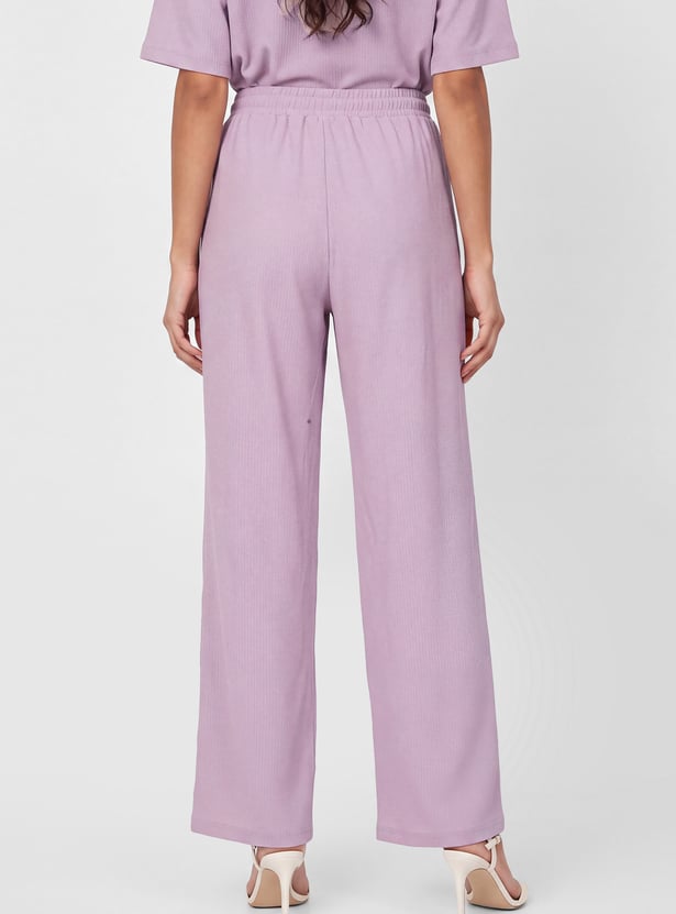Women Textured Pull-on Pants