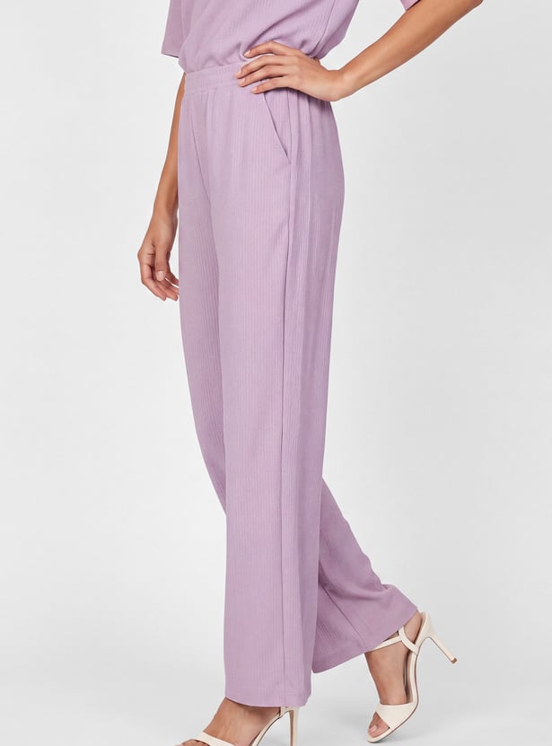 Women Textured Pull-on Pants