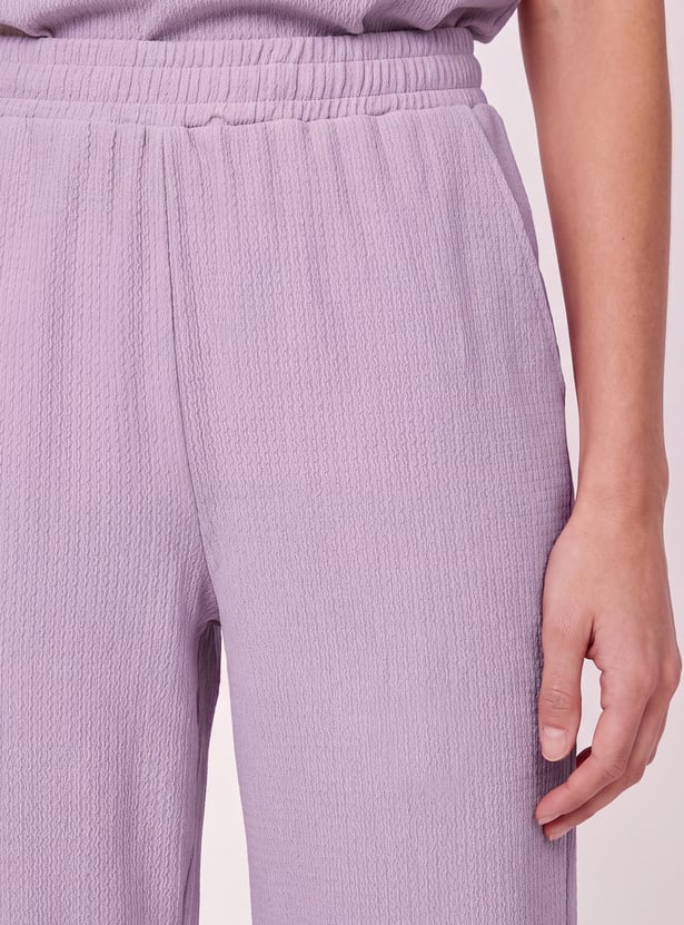 Women Textured Pull-on Pants