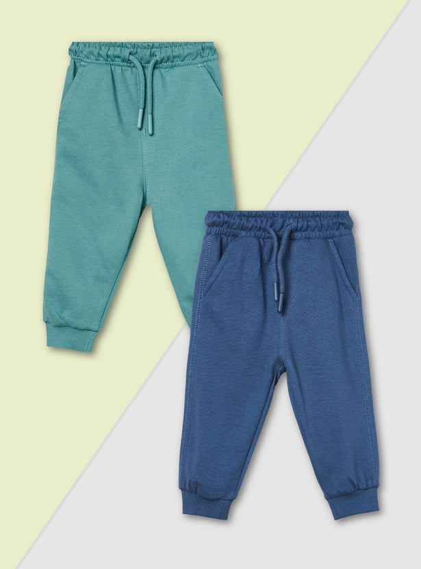 Boys Solid Cargo Joggers - Pack of 2