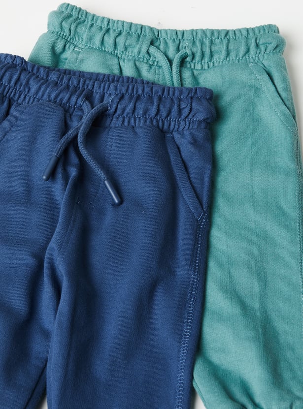 Boys Solid Cargo Joggers - Pack of 2